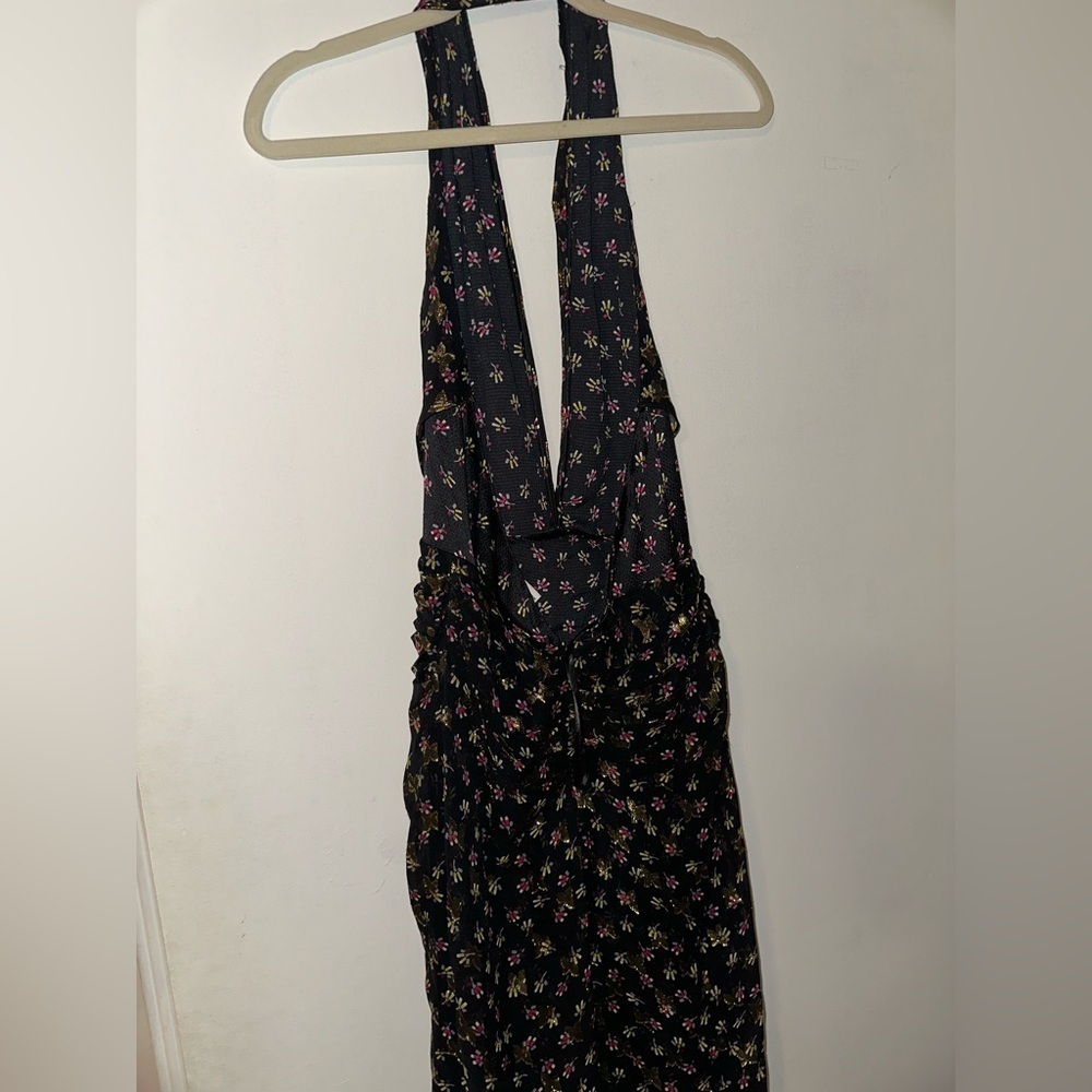 Diane von Furstenberg Black Metallic Maxi Halter Formal Dress Size 8 - Picture 7 of 9